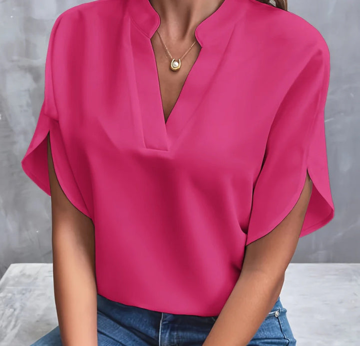 Blouse légère en chiffon — col en V, parfaite pour l’été