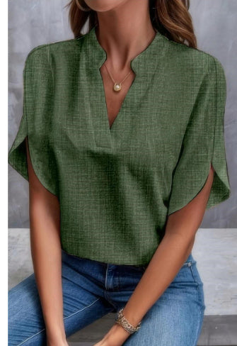Blouse légère en chiffon — col en V, parfaite pour l’été