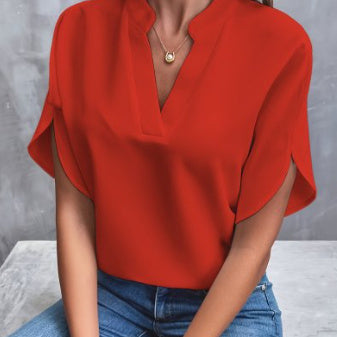 Blouse légère en chiffon — col en V, parfaite pour l’été