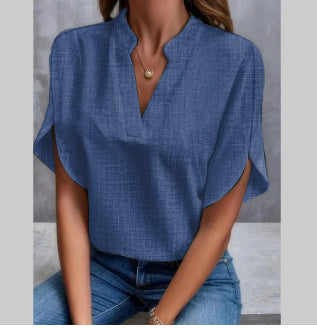 Blouse légère en chiffon — col en V, parfaite pour l’été
