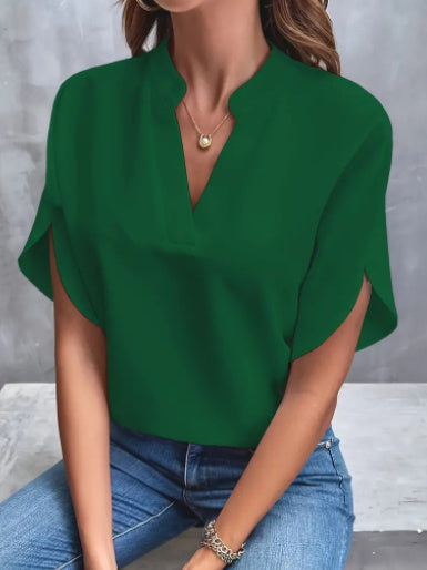 Blouse légère en chiffon — col en V, parfaite pour l’été
