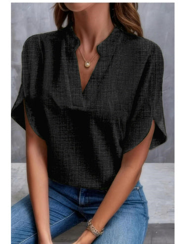 Blouse légère en chiffon — col en V, parfaite pour l’été