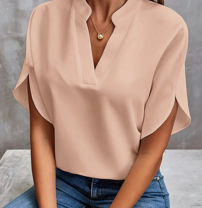Blouse légère en chiffon — col en V, parfaite pour l’été